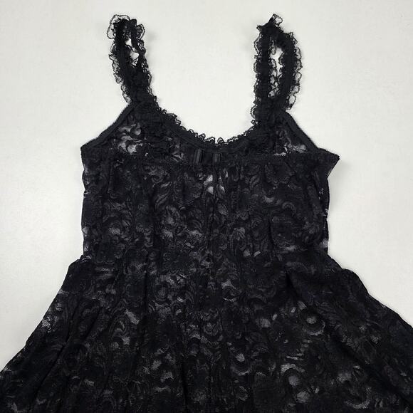 VTG Y2K Cinema Ete Babydoll Lingerie Womens Large Black Lace Sheer Chemise - Picture 8 of 8